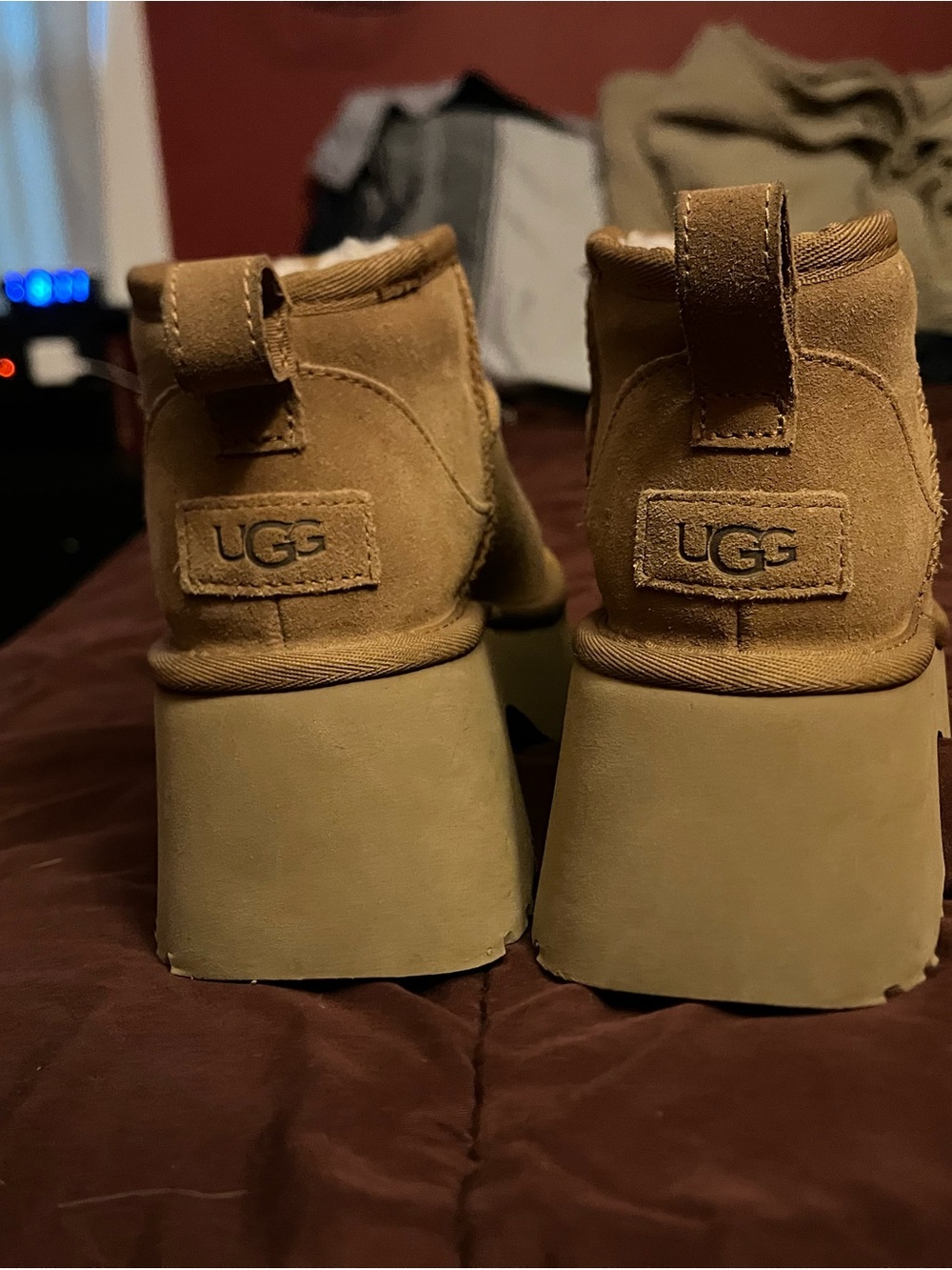 UGG Tan Suede Platform Ankle Boots